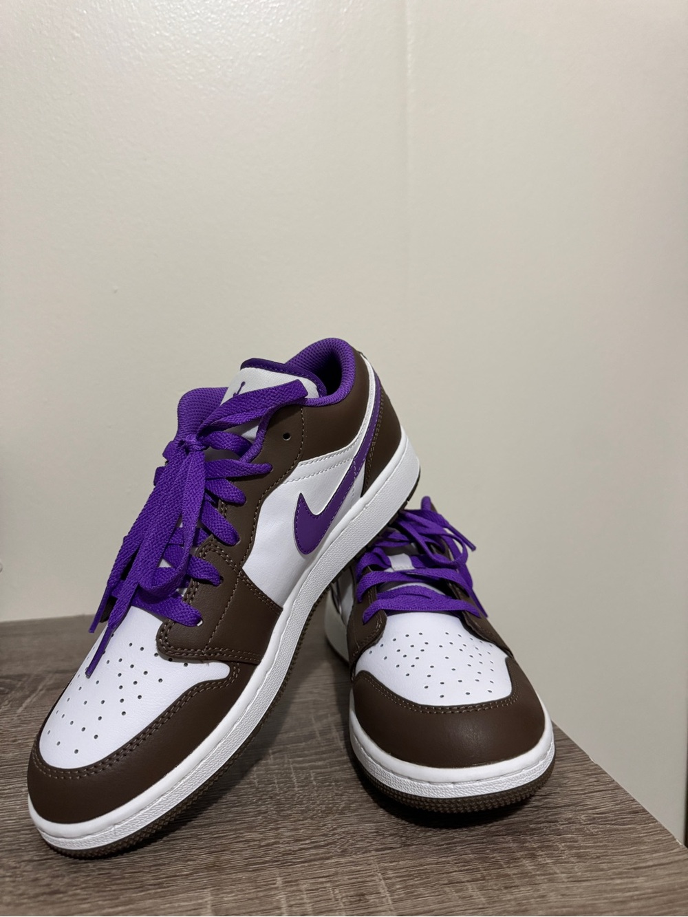 Nike Low-Top Sneakers in White, Brown & Purple